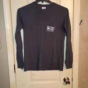Southern Fried Cotton Long Sleeve Pocket Tee - Charcoal